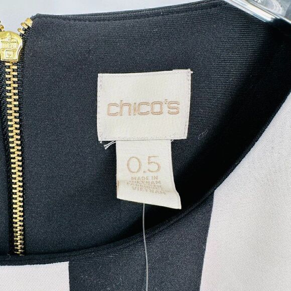 NWT Chico's Size 0.5 Small Black & White Bold Stripe Short Sleeve Sheath Dress - Picture 6 of 10